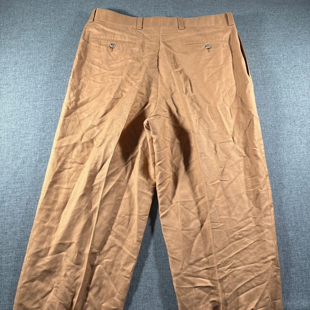 Vintage Karl Kani Pleated Pants Mens 36 Orange Linen‎ Viscose Wide Leg Trousers